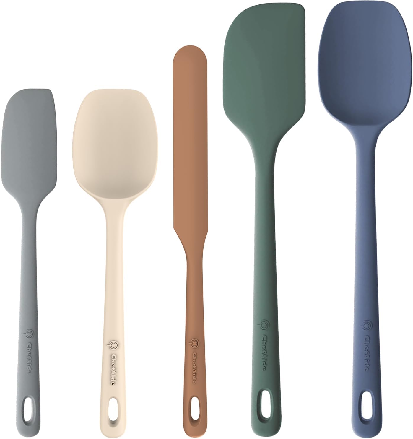 ChefAide 5-Piece Food-Grade Silicone Spatula Set - Heat Resistant Up to 600°F for Nonstick Cookware