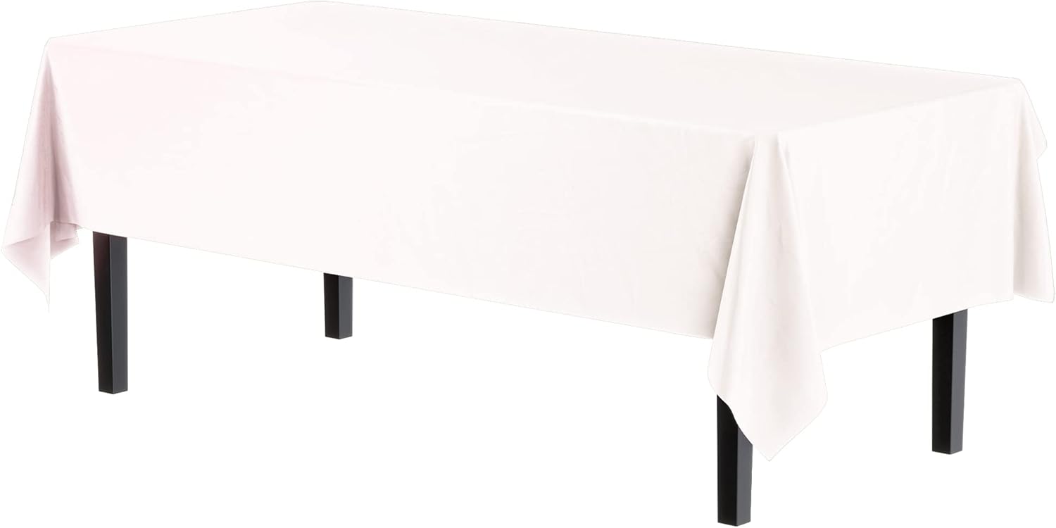 Party Solids Premium Plastic Tablecloth 54x108in. 6-Pack - White