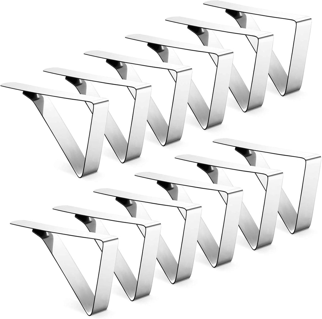 Ponure 12 Pack Heavy Duty Stainless Steel Table Cloth Clips - Perfect for Picnics & Weddings