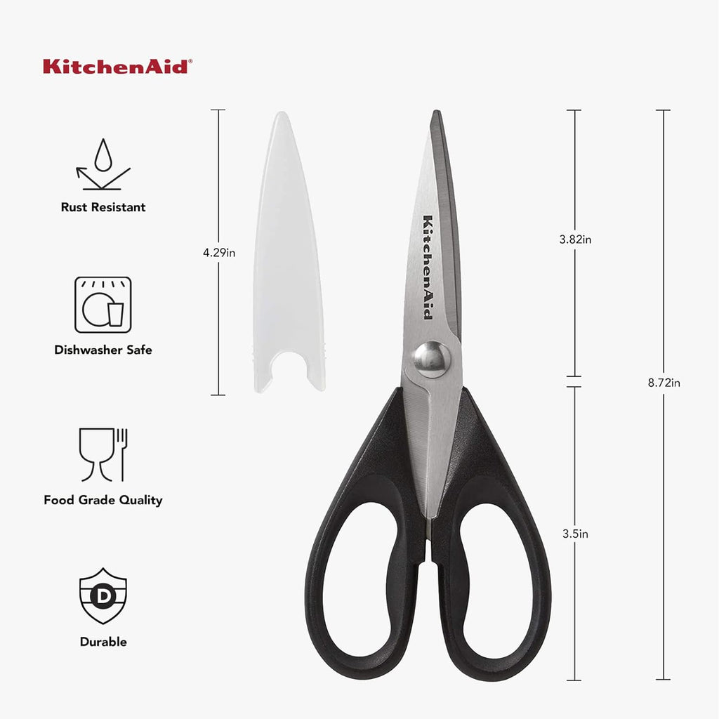 KitchenAid Premium Stainless Steel Kitchen Shears with Comfort Grip & Protective Sheath - Dishwasher Safe