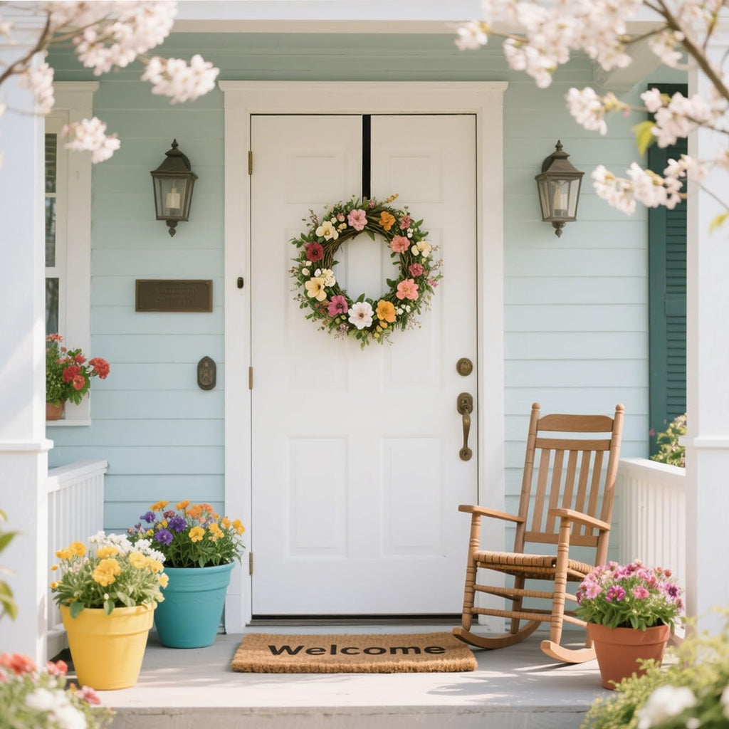 Sattiyrch Sturdy Steel Front Door Wreath Hanger - 15" Over the Door Hook for Holiday Decorations