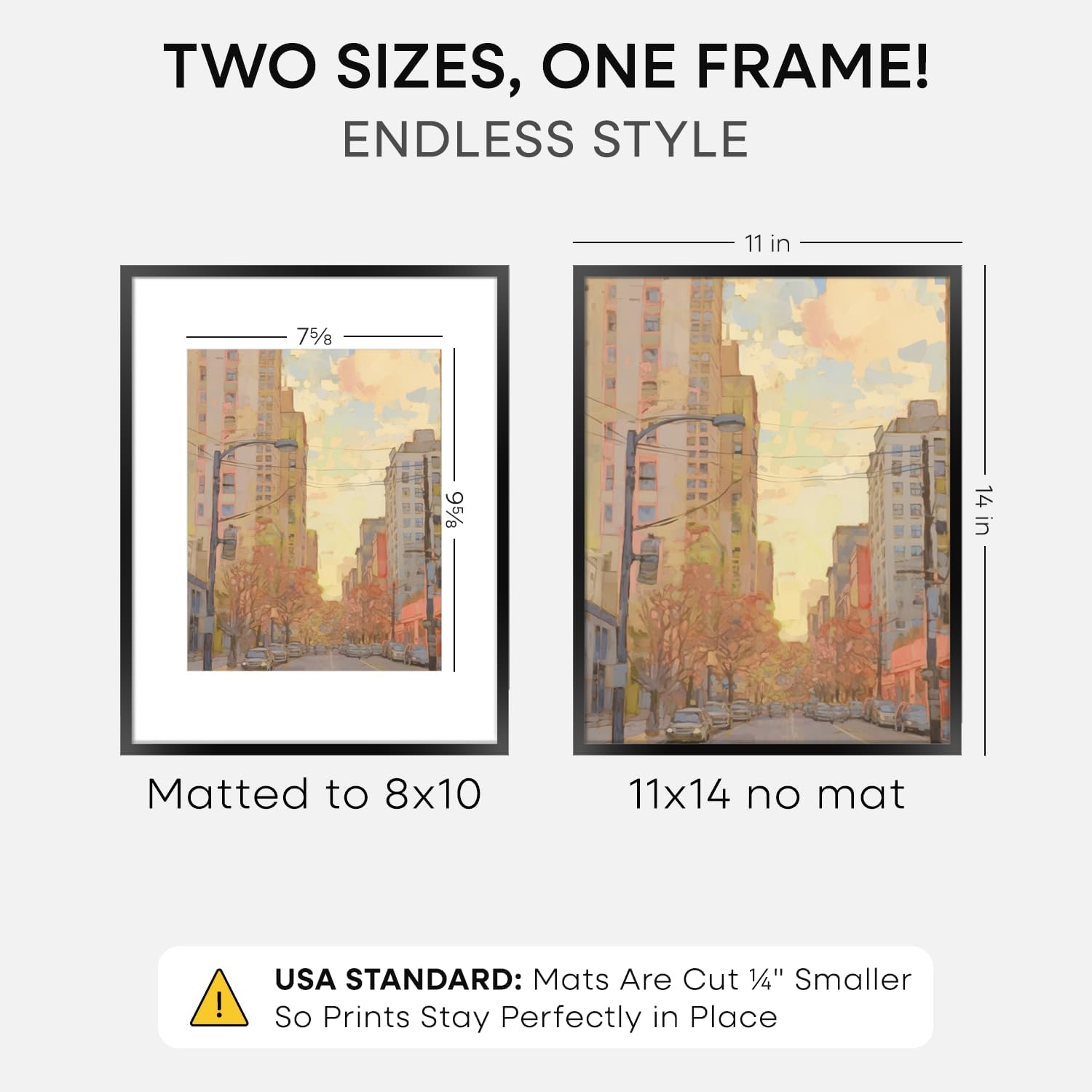 Homeforia Black 11x14 Matted Photo Frame - Modern Matte Finish