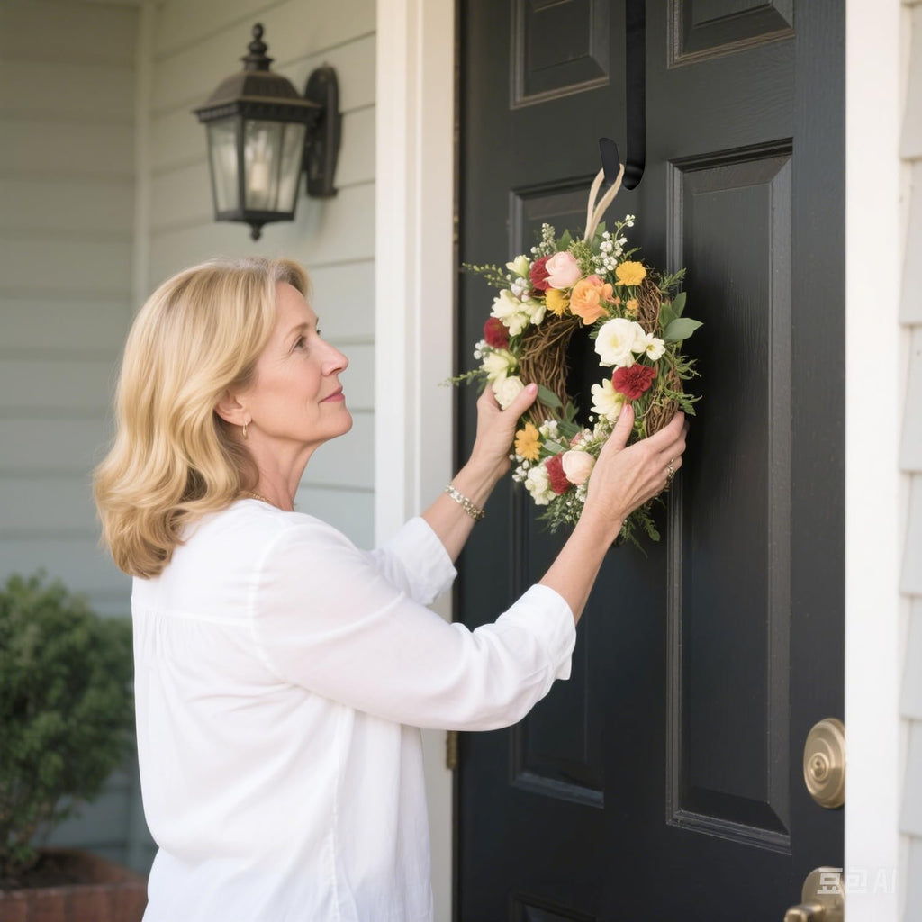 Sattiyrch Sturdy Steel Front Door Wreath Hanger - 15" Over the Door Hook for Holiday Decorations