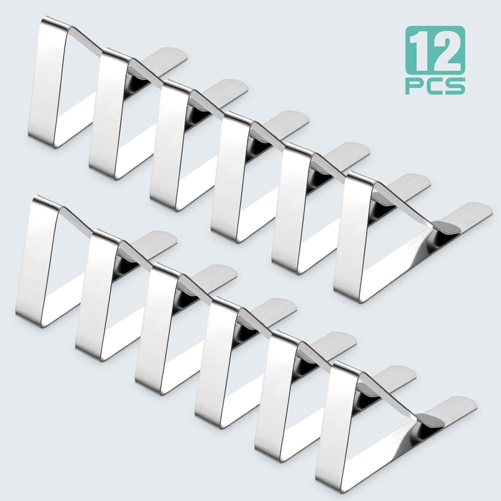 Ponure 12 Pack Heavy Duty Stainless Steel Table Cloth Clips - Perfect for Picnics & Weddings