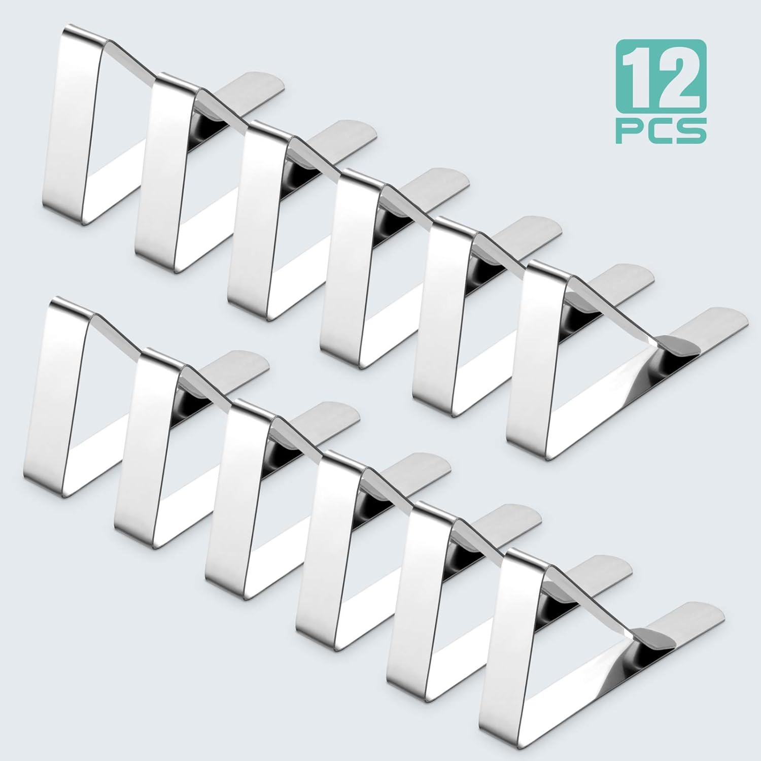 Ponure 12 Pack Heavy Duty Stainless Steel Table Cloth Clips - Perfect for Picnics & Weddings