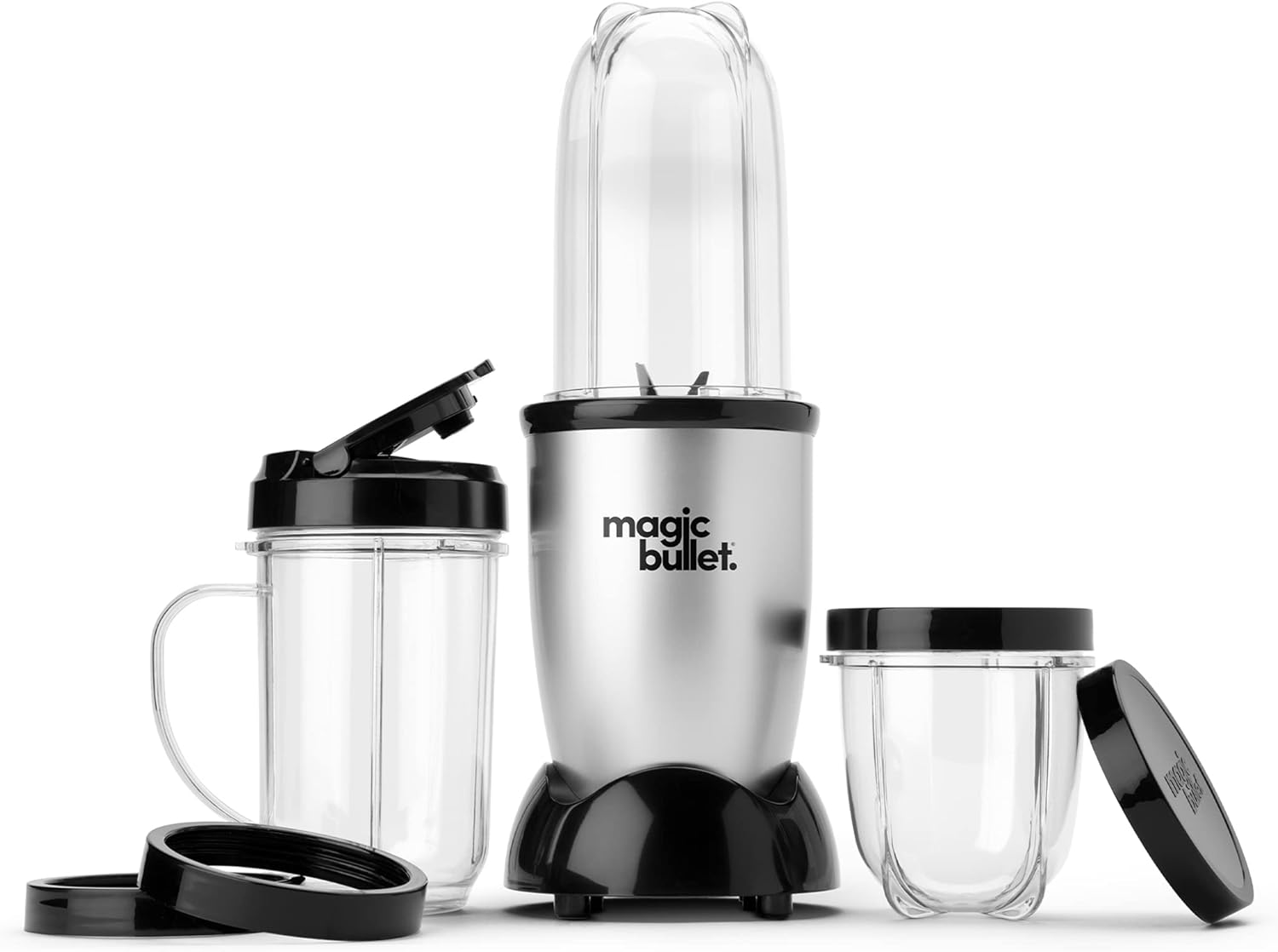Magic Bullet Compact Countertop Blender Set - Small Silver 11-Piece 250W Motor