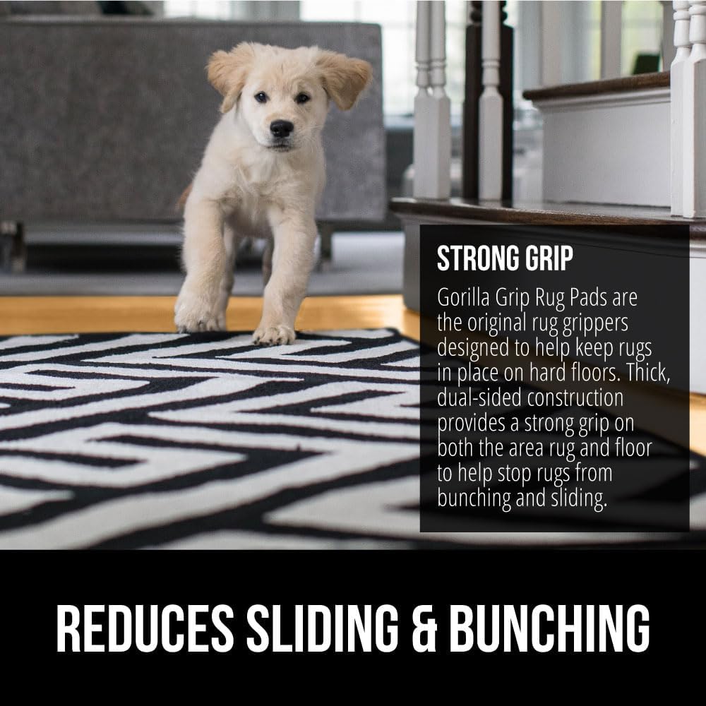 GORILLA GRIP(R) Strong Rug Pad Gripper for Hard Floors - 2x3 FT Slip-Resistant Mat