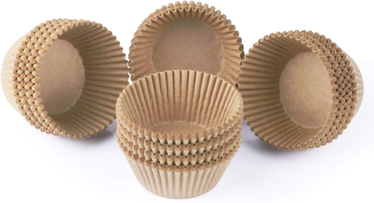 Caperci Standard Natural Cupcake Liners 500 Count - No Smell Grease-Proof Baking Cups