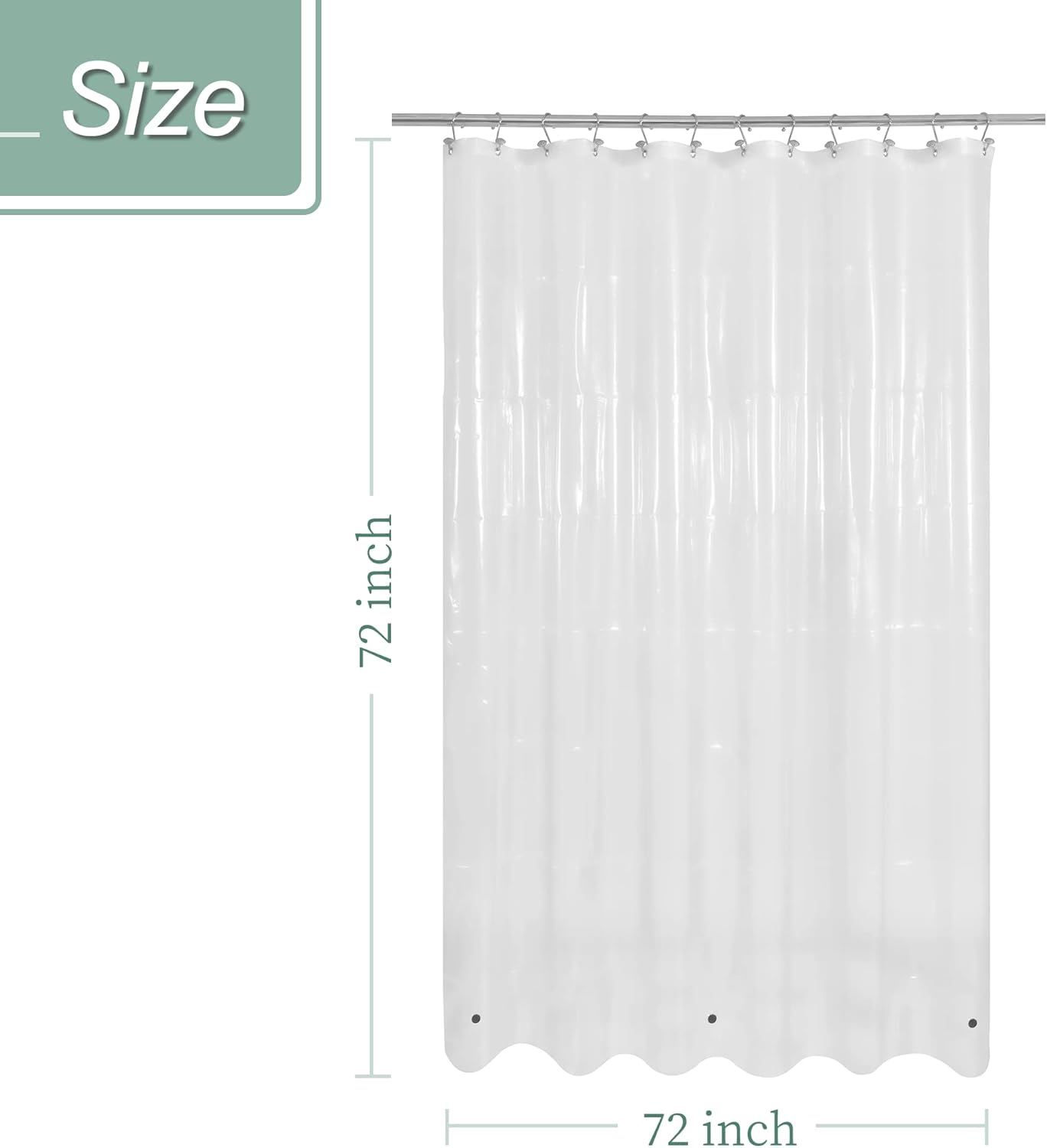 Mrs Awesome Clear Shower Curtain Liner with 3 Magnets - Waterproof & Magnet-Attached for Bathtub