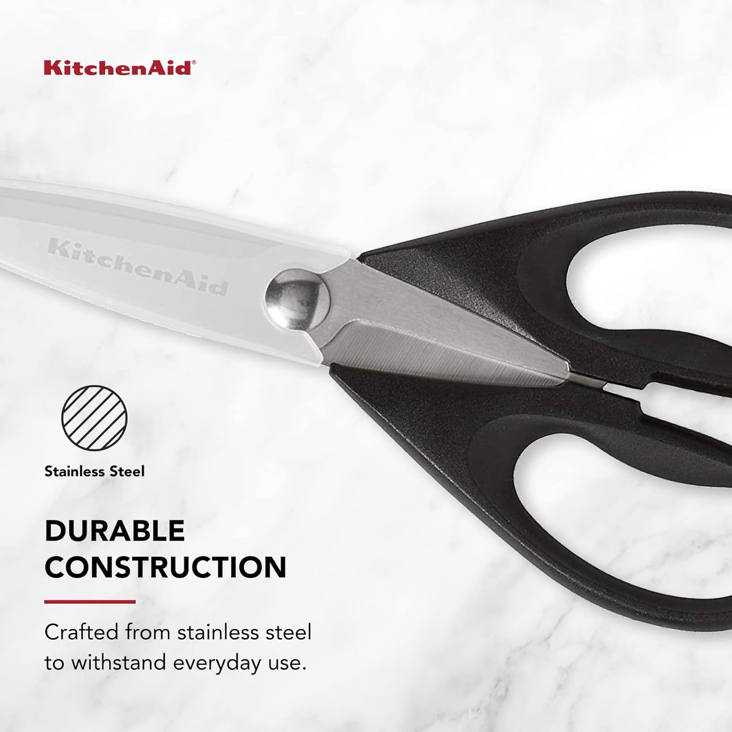KitchenAid Premium Stainless Steel Kitchen Shears with Comfort Grip & Protective Sheath - Dishwasher Safe