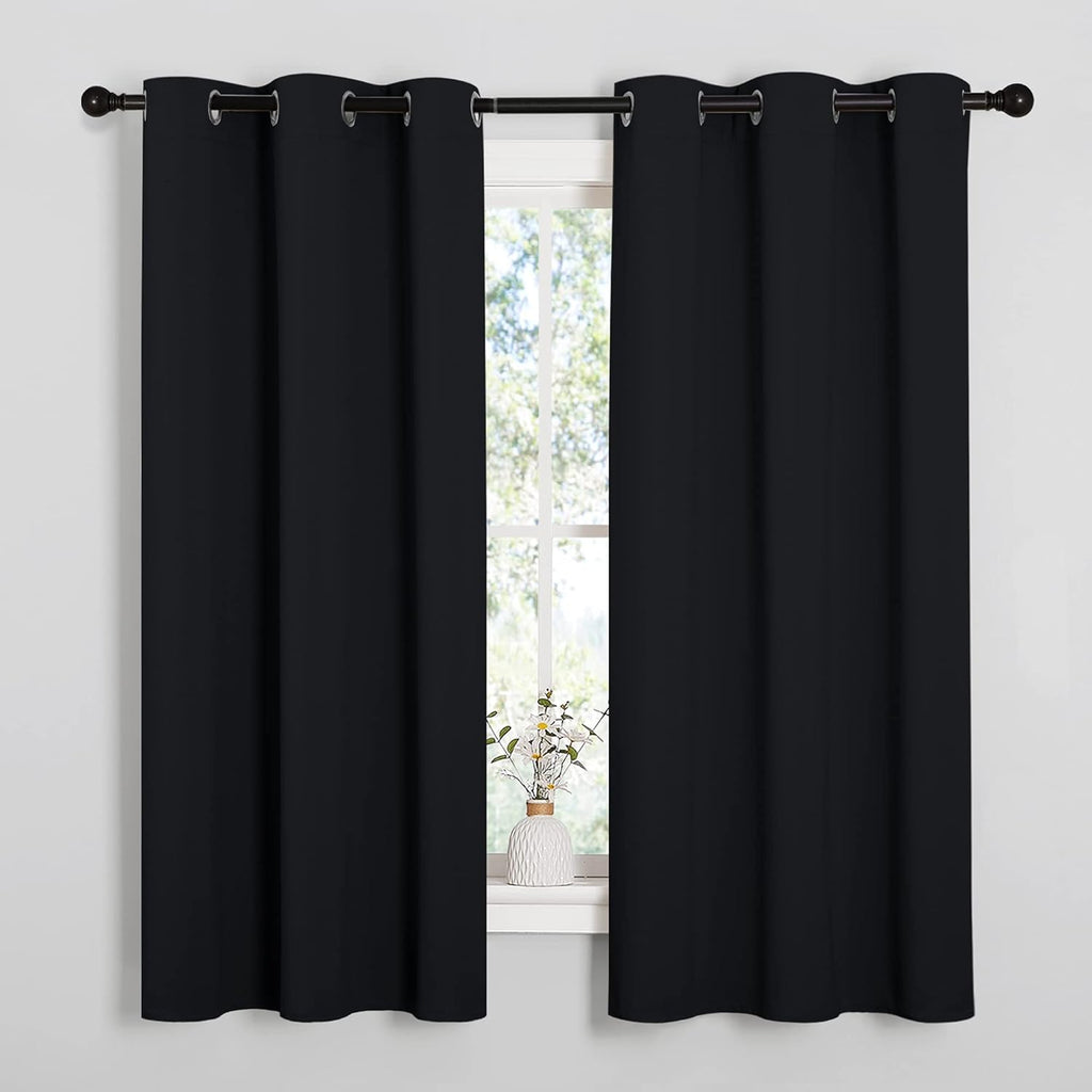 NICETOWN Halloween Pitch Black Thermal Insulated Grommet Curtains - 2 Panels, 42x63