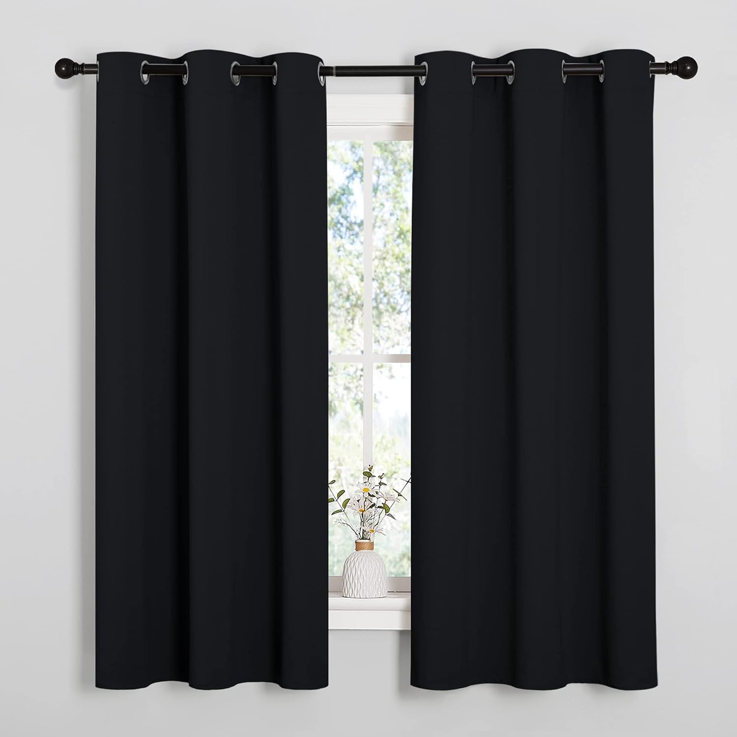 NICETOWN Halloween Pitch Black Thermal Insulated Grommet Curtains - 2 Panels, 42x63