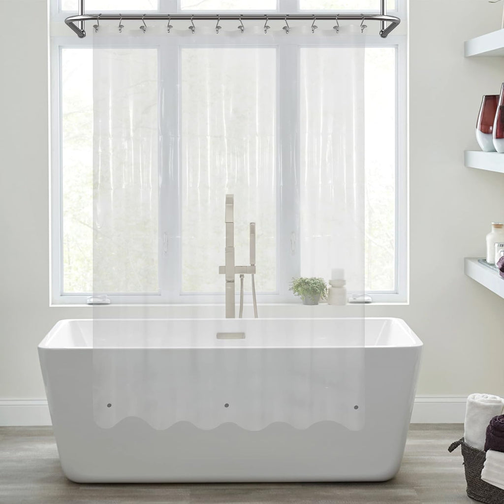 Mrs Awesome Clear Shower Curtain Liner with 3 Magnets - Waterproof & Magnet-Attached for Bathtub