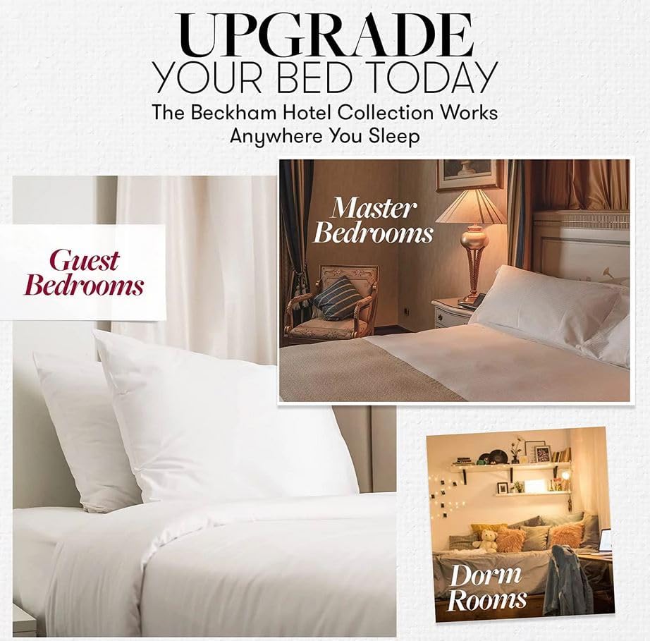 Beckham Hotel Collection 100% Cotton Bed Pillows Set of 2 - Plush Down Alternative for All Sleepers