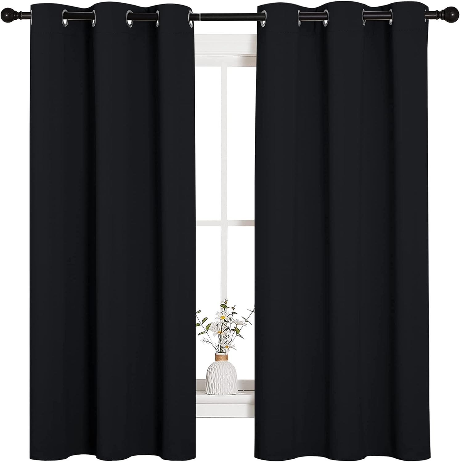 NICETOWN Halloween Pitch Black Thermal Insulated Grommet Curtains - 2 Panels, 42x63