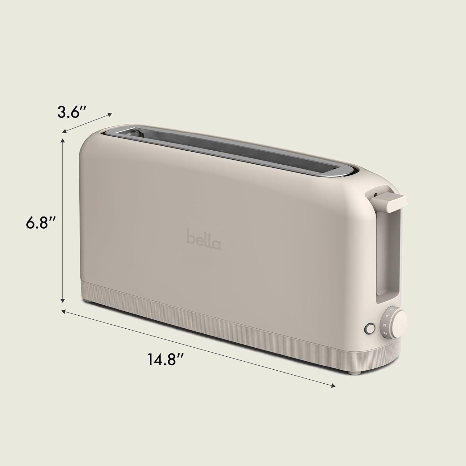 BELLA 2-Slice Slim Toaster - Fits Anywhere Kitchenware with 6 Shade Control & Reheat