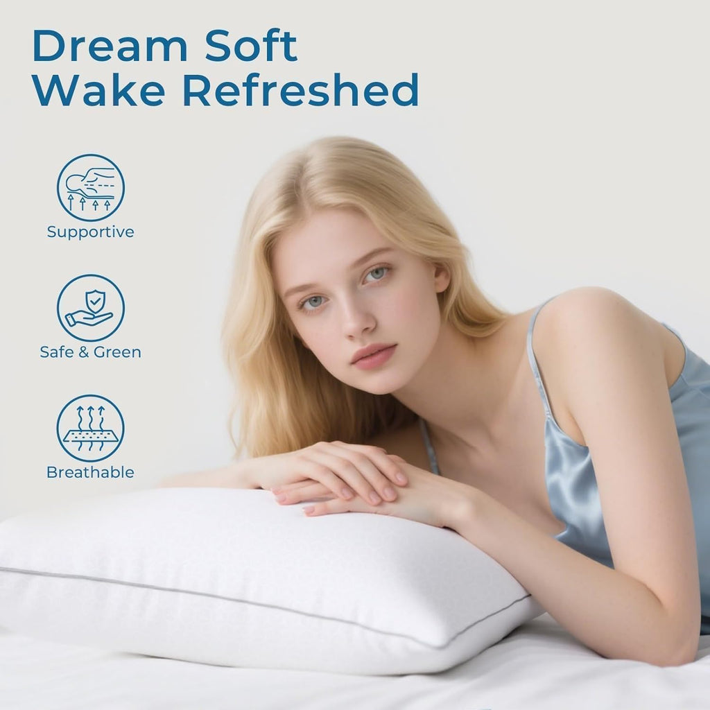 Sasttie Firm Queen Size Pillows Set of 2 - Perfect for Side/Back/Stomach Sleepers with Hotel-Quality Down Alternative Fill