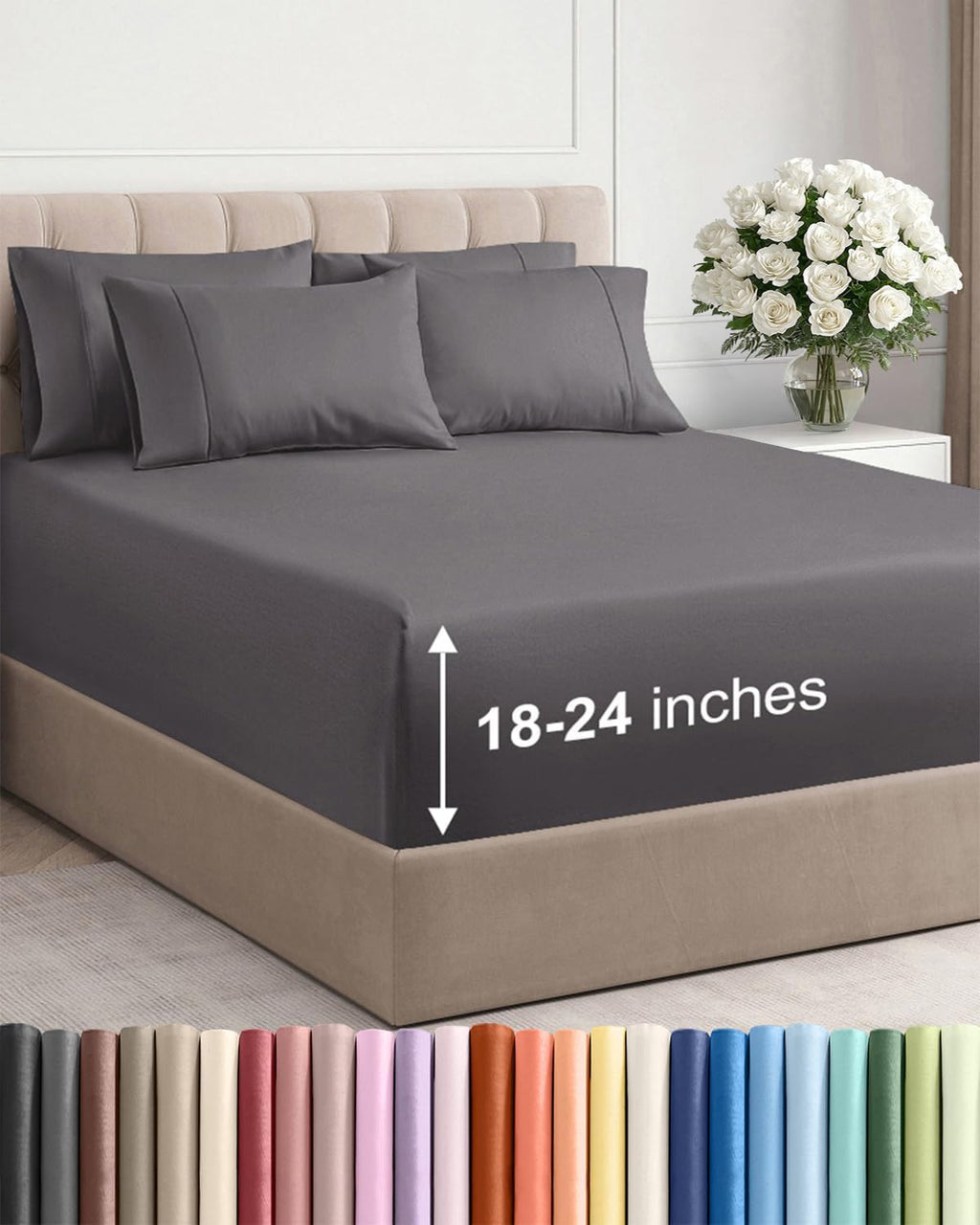 CGK Unlimited Extra Deep Queen Sheet Set - 6 Piece Breathable Cooling Microfiber Sheets