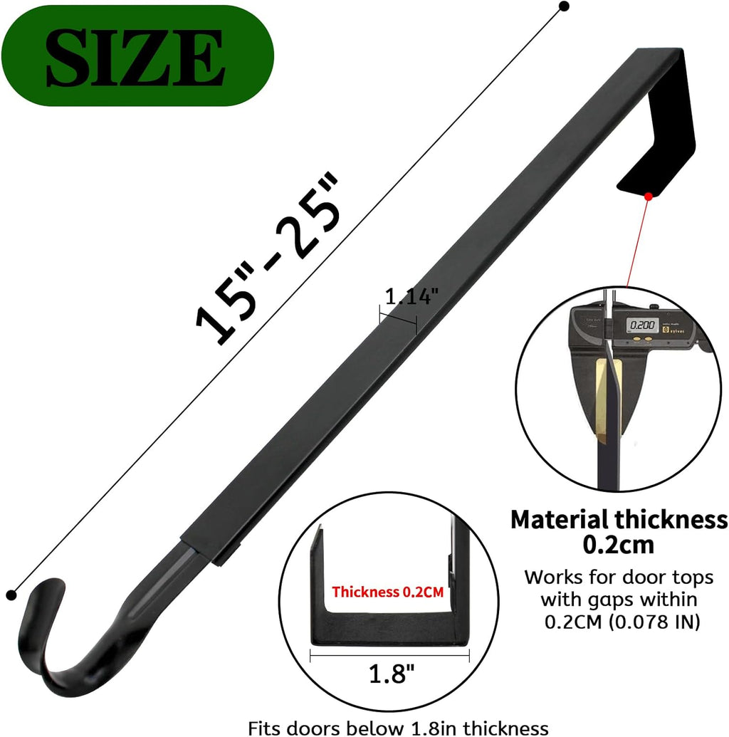 Adjustable Front Door Wreath Hanger for 20lb Loads - Black