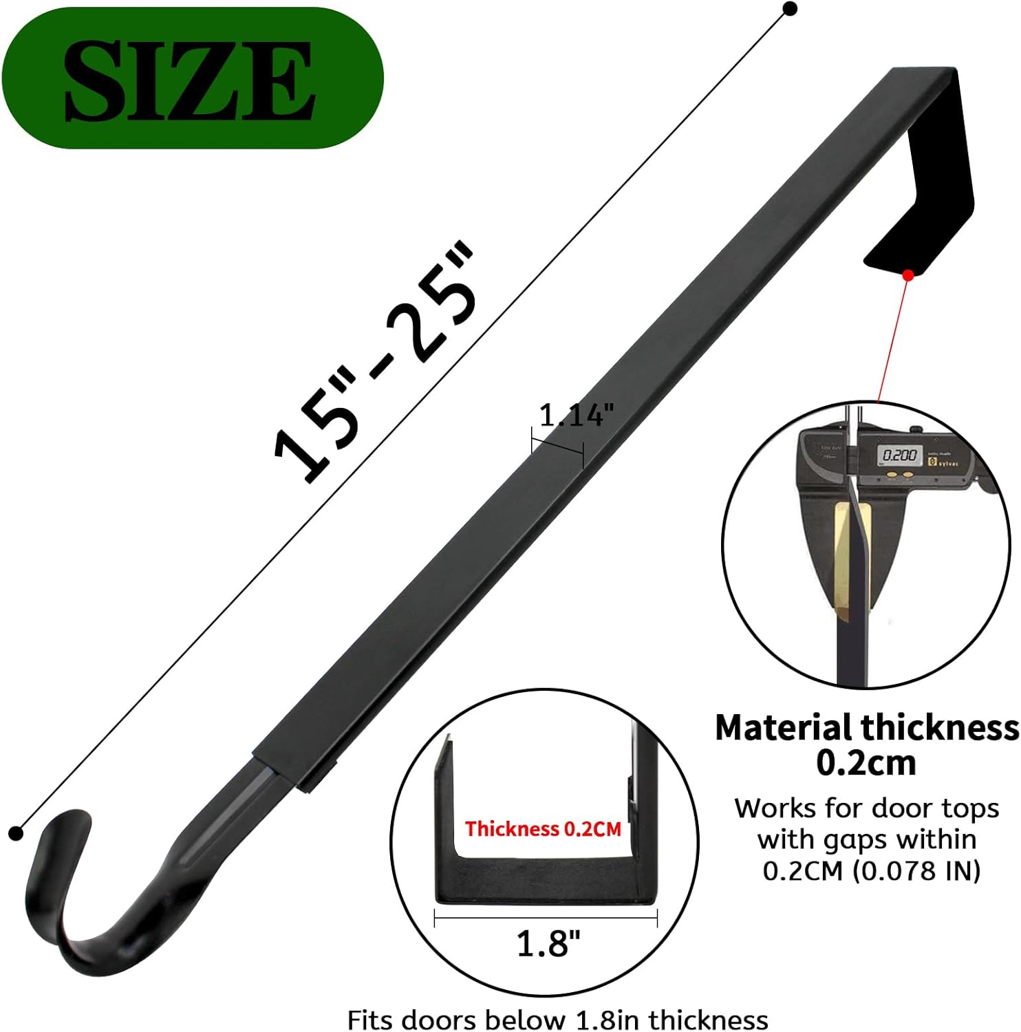 Adjustable Front Door Wreath Hanger for 20lb Loads - Black