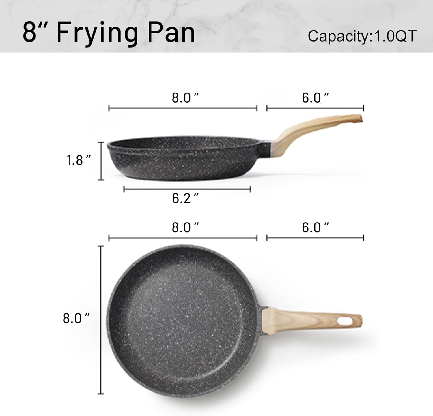 CAROTE Eco-Friendly Nonstick 8-Inch Pan - PFOA-Free, Induction