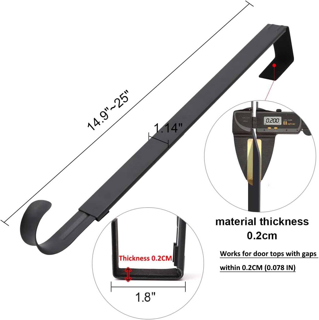 HEYHOUSE Adjustable Front Door Wreath Hanger - Holds Up to 20 lbs, 14.9-25"