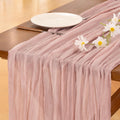 Socomi 10ft Dusty Pink Cheesecloth Table Runner - Rustic Gauze for Weddings & Home Decor