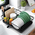 Kitsure Compact Dish Drying Rack for Small Kitchens - Stainless Steel with Detachable Cutlery Holder