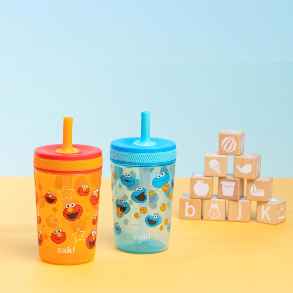 Zak Designs Sesame Street Leak-Proof Toddler Tumblers for Kids - 15oz 2-Pack