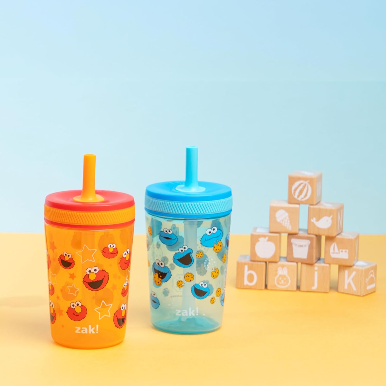 Zak Designs Sesame Street Leak-Proof Toddler Tumblers for Kids - 15oz 2-Pack