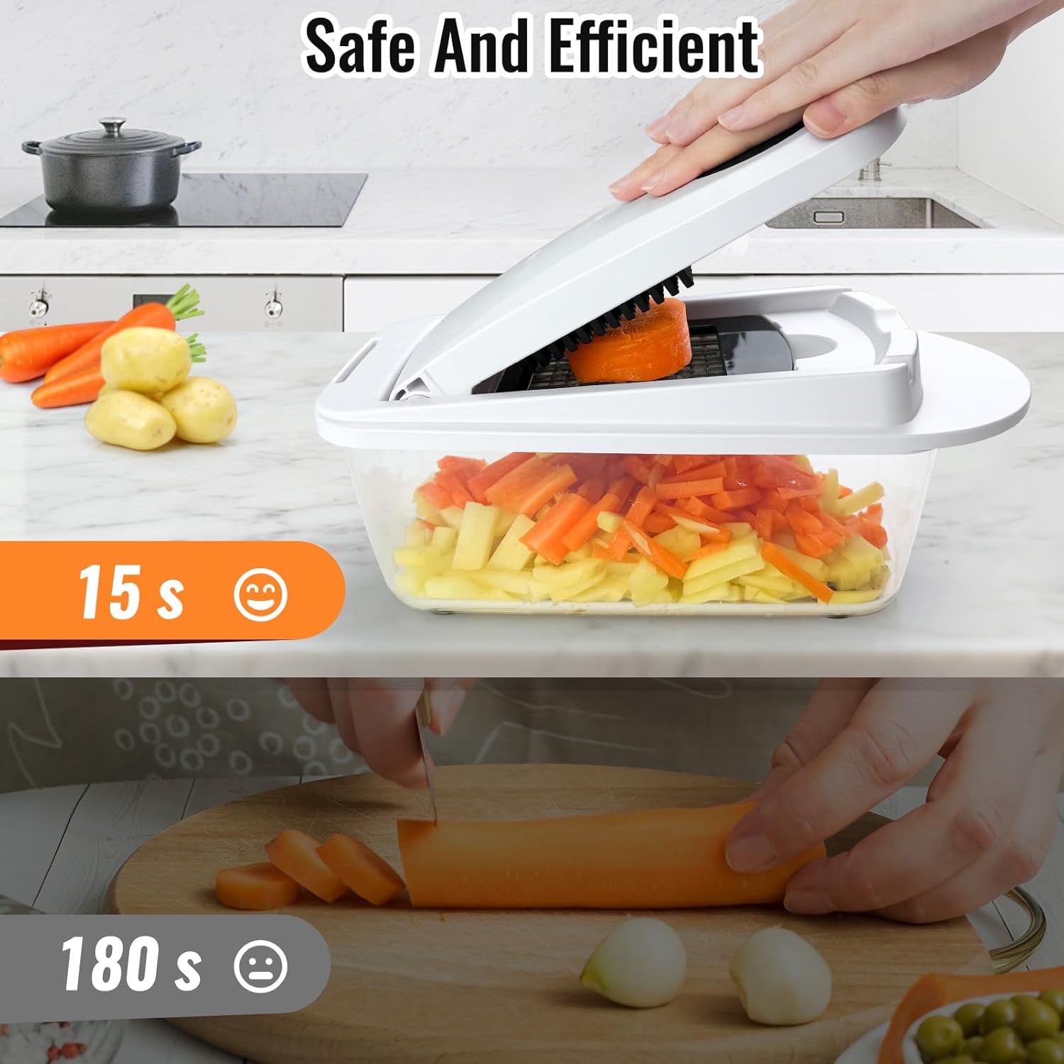 Ukeetap 8-Blade All-in-One Vegetable Chopper & Slicer with Container for Kitchen Prep
