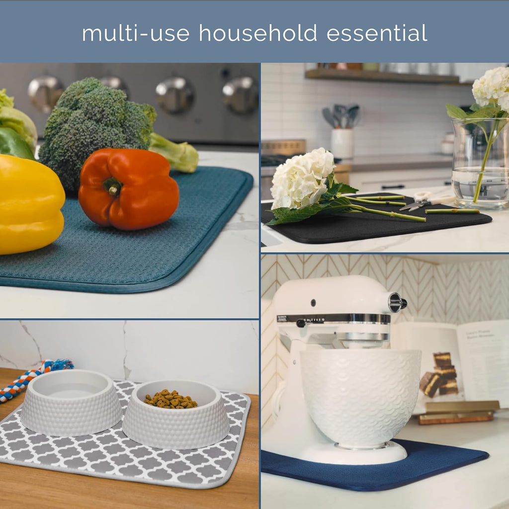S&T INC. XL Charcoal Microfiber Dish Drying Mat - 18x24 Kitchen Counter Pad