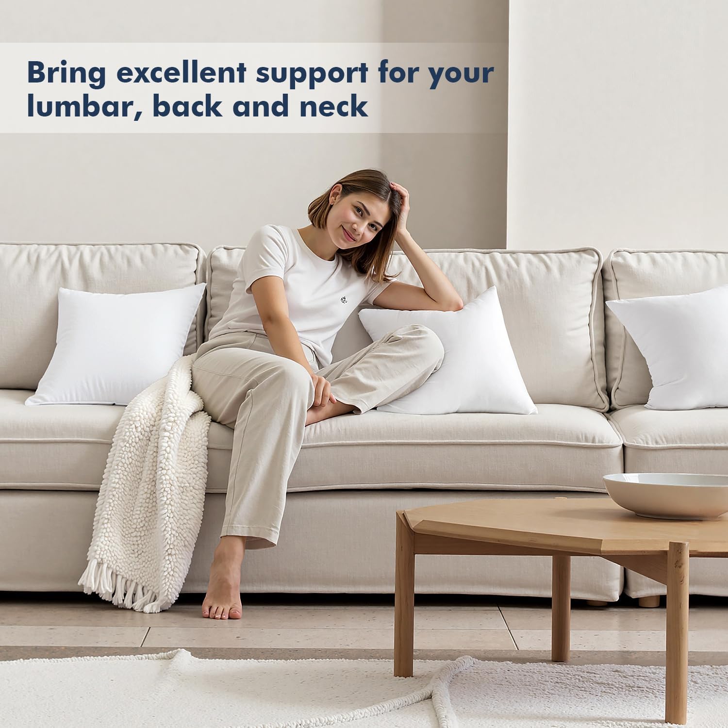MIULEE 18x18 Pillow Inserts - 2-Pack, 100% Virgin Fiber for Long-Lasting Plushness