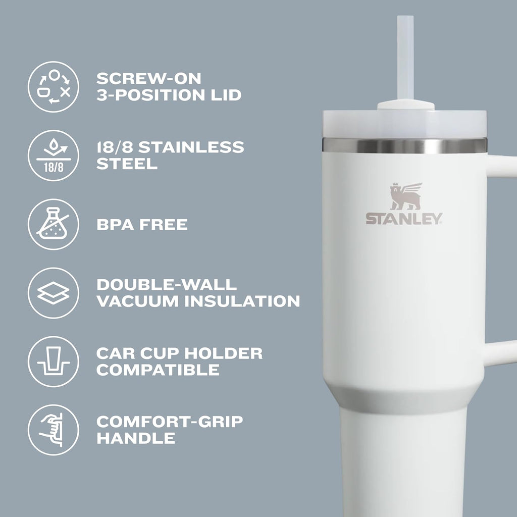 STANLEY Quencher H2.0 40 oz Insulated Tumbler with Handle & Straw - Travel-Friendly Stainless Steel Cup