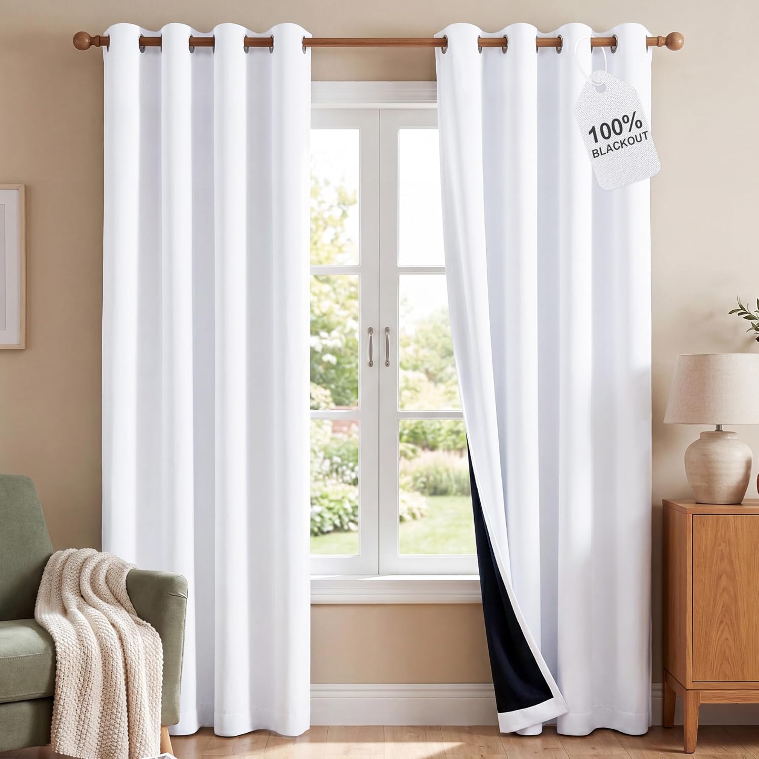 NICETOWN Blackout Thermal Insulated Curtains - Noise Reducing 52x84 2-Piece Set