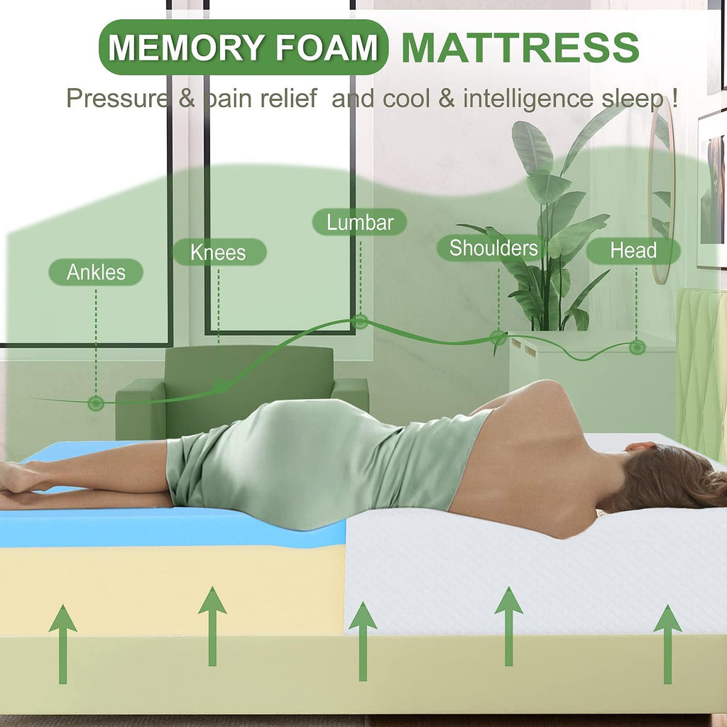 FDW Medium-Firm Twin Mattress for Kids & Adults - 5" Gel Memory Foam Mattress in a Box
