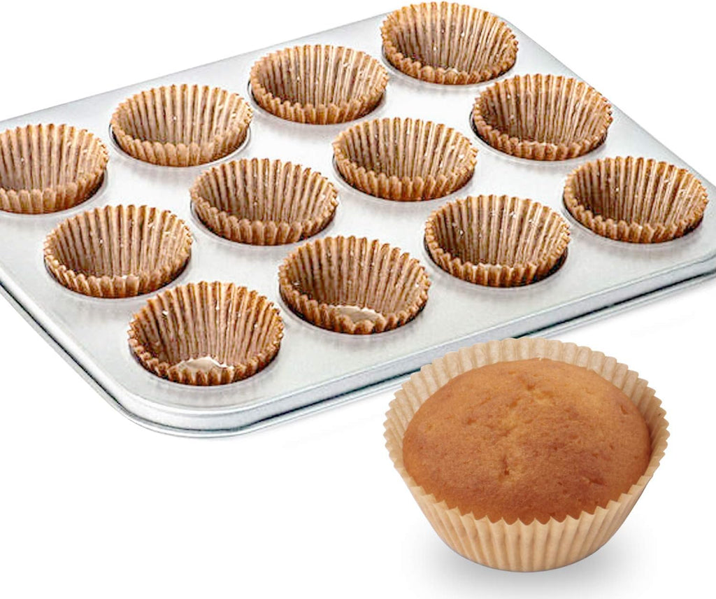 Caperci Standard Natural Cupcake Liners 500 Count - No Smell Grease-Proof Baking Cups