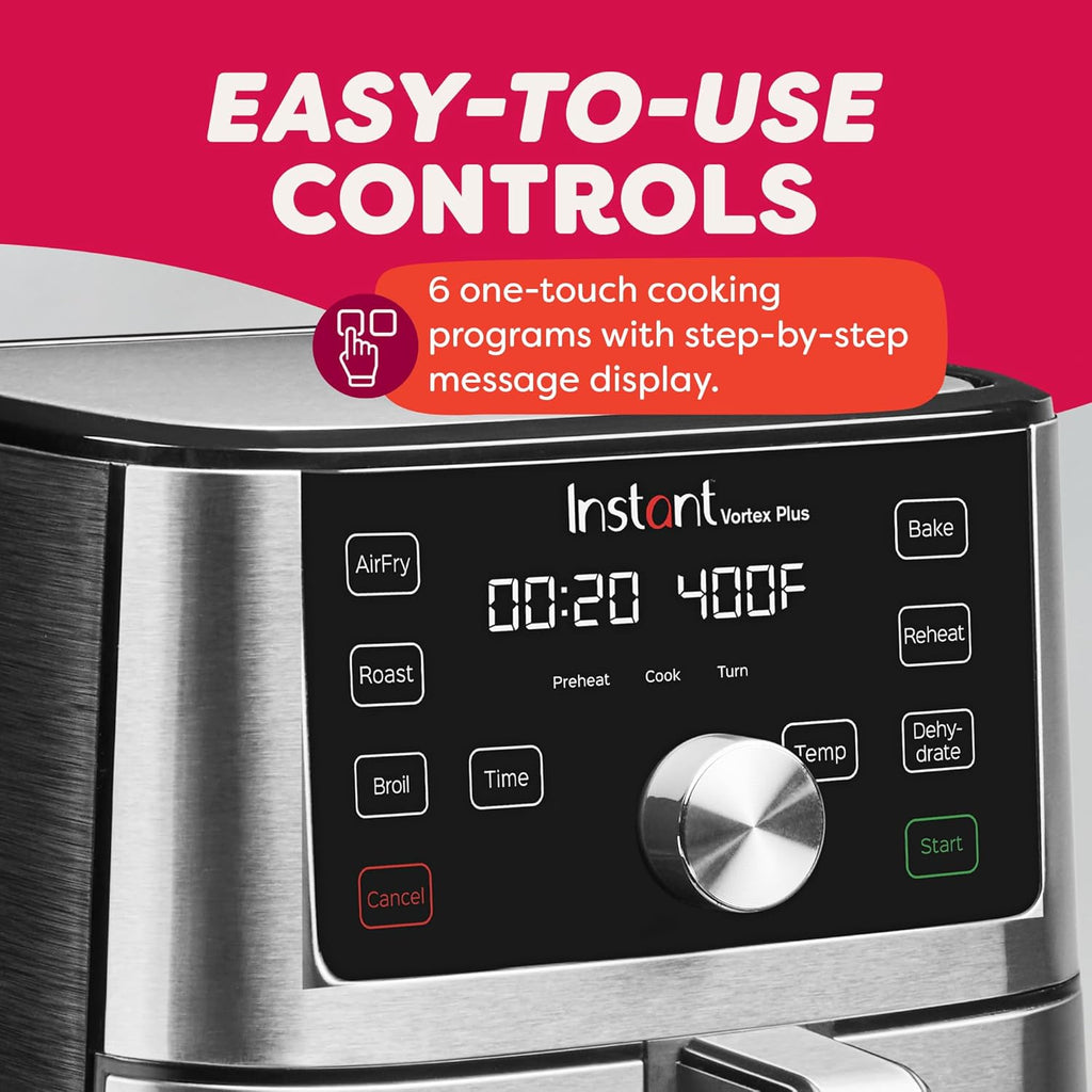 Instant Pot 6-Quart Vortex Plus Air Fryer - 6-in-1 Multi-Cooker with EvenCrisp Technology