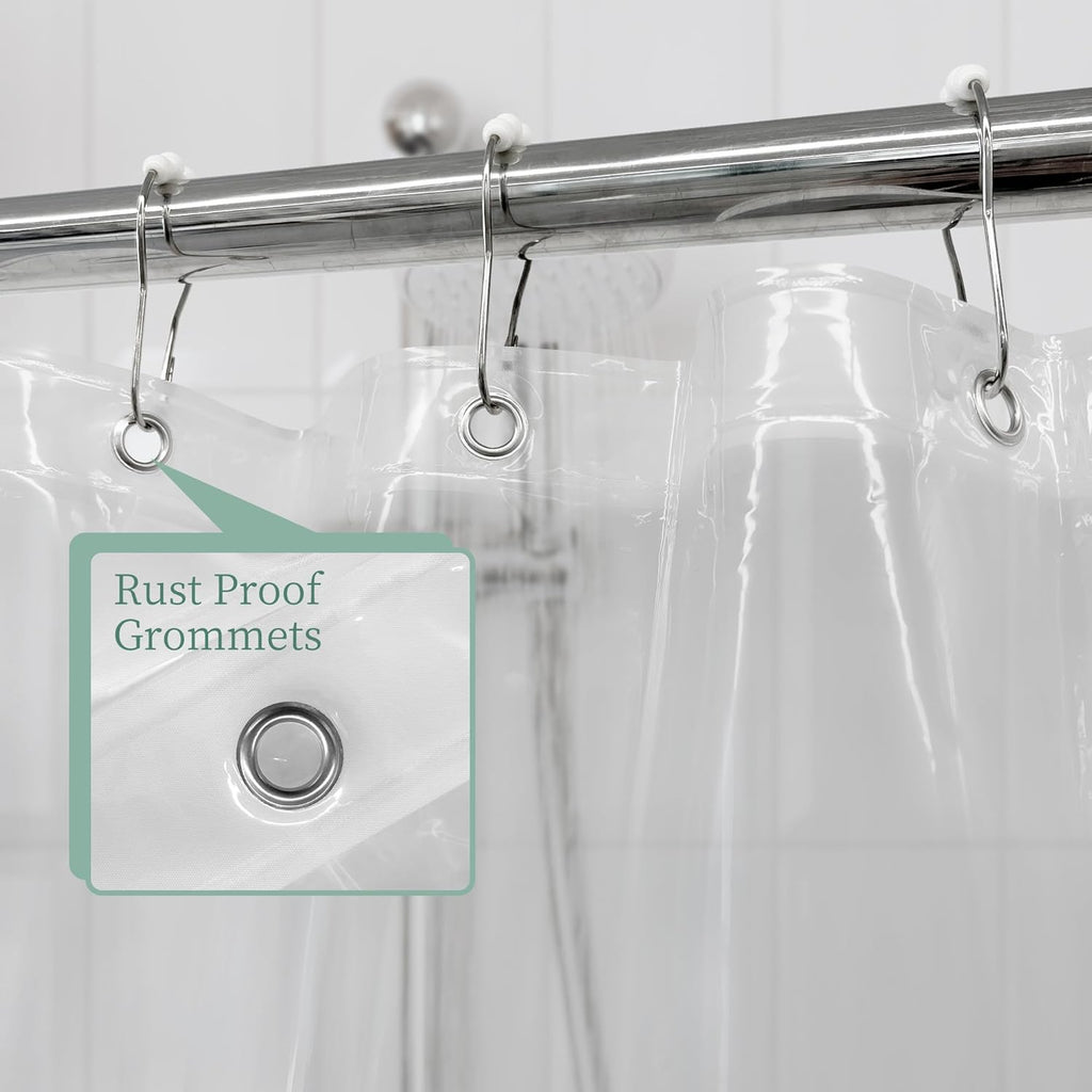 Mrs Awesome Clear Shower Curtain Liner with 3 Magnets - Waterproof & Magnet-Attached for Bathtub