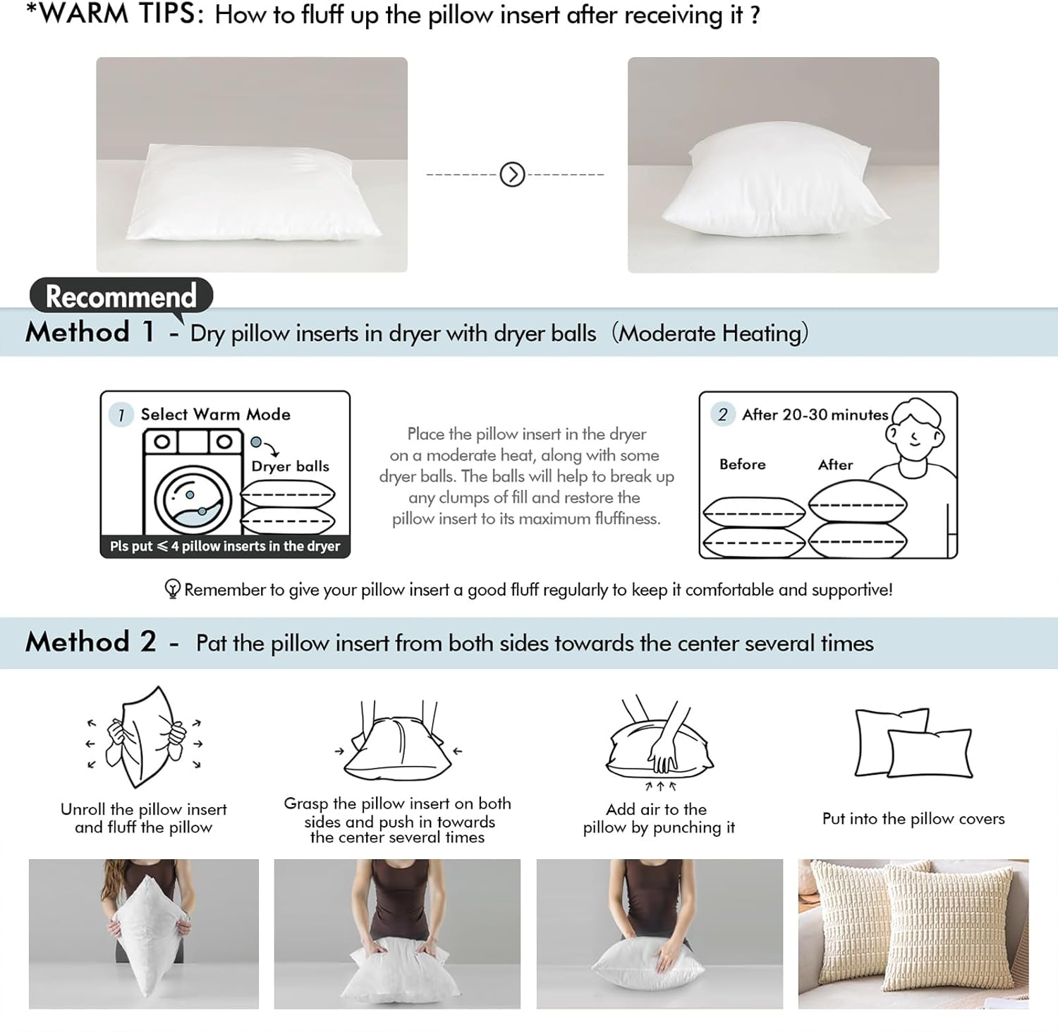 MIULEE 18x18 Pillow Inserts - 2-Pack, 100% Virgin Fiber for Long-Lasting Plushness
