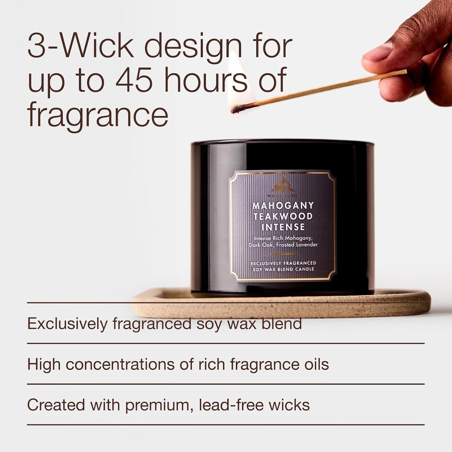 Bath & Body Works Mahogany Teakwood Intense 3-Wick Candle - 14.5 Oz Soy Wax Jar