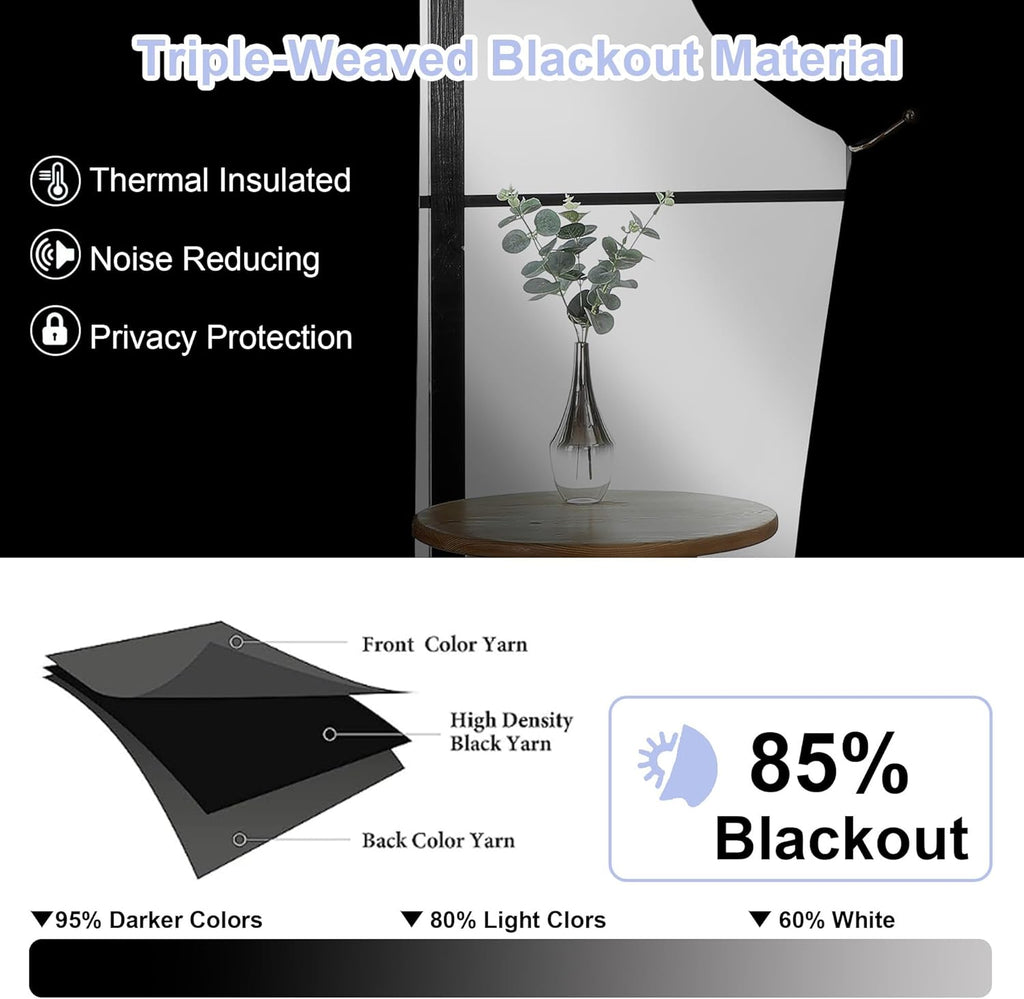 Simplebrand Sage Green Blackout Curtains for Bedroom 63 Inch Length 2-Panel Set