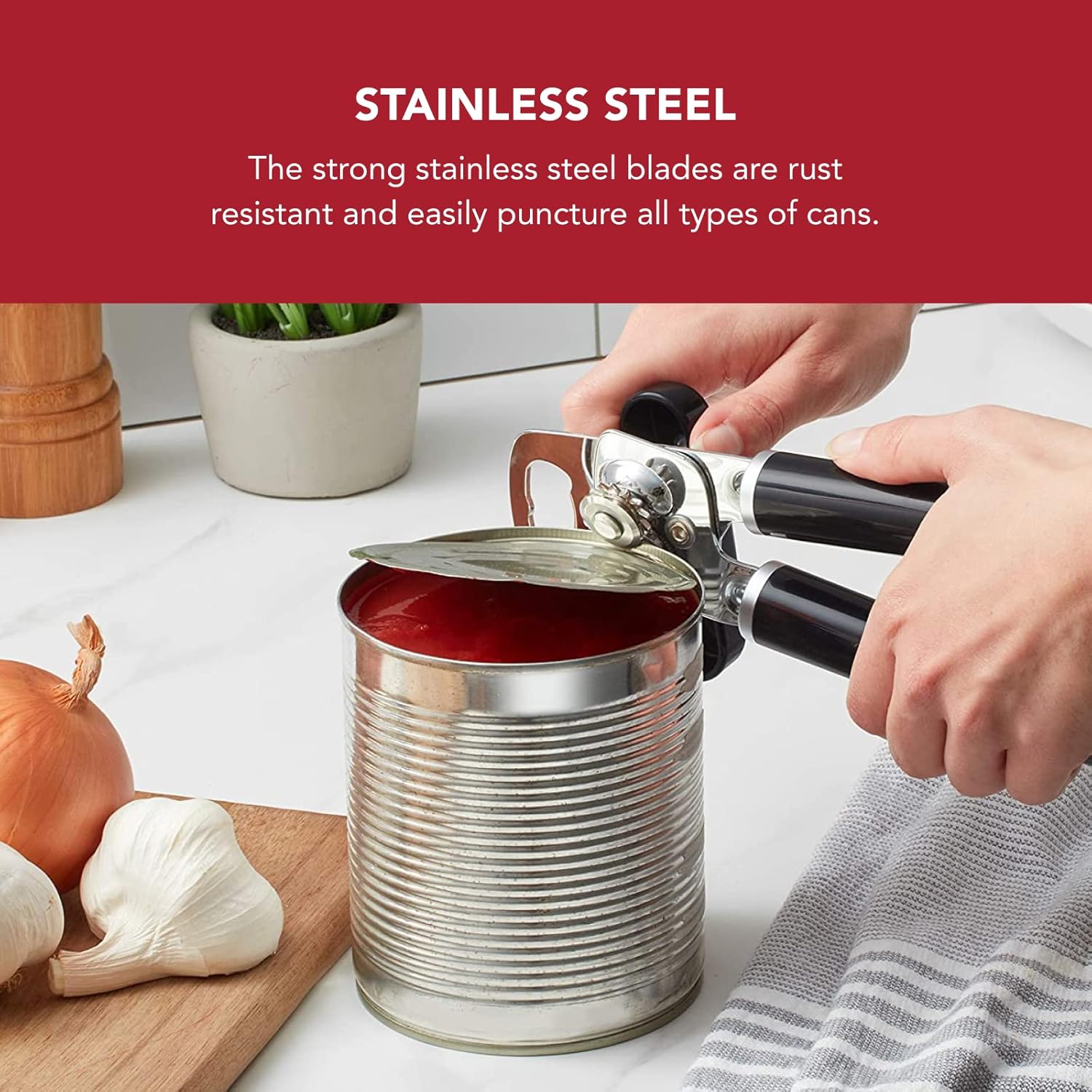 KitchenAid Classic Multifunction Can Opener & Bottle Opener - Razor Sharp Steel, Ergonomic Handles