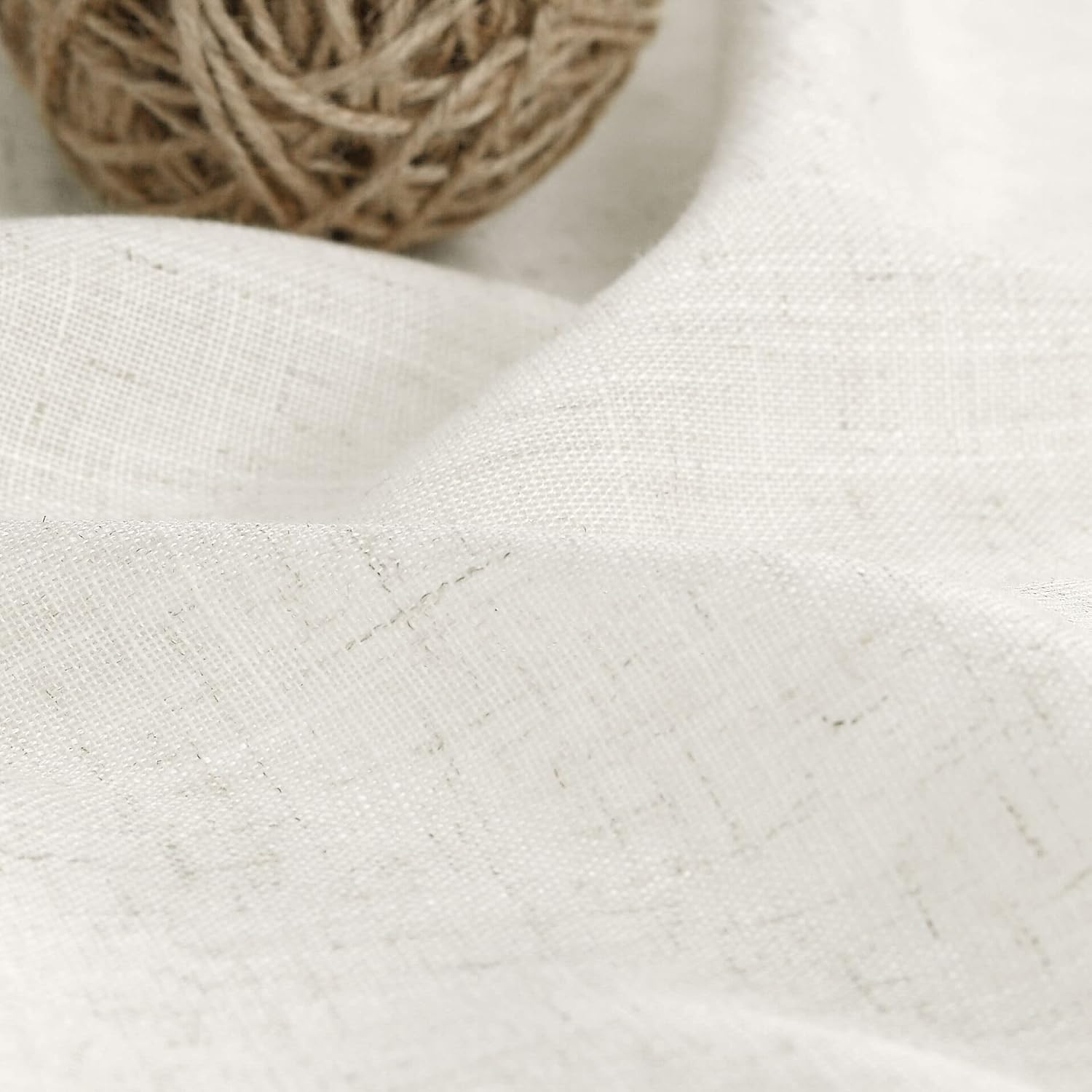 Nanspring Linen Blend Back Tab Curtains 84" 2-Pack Neutral Modern Farmhouse