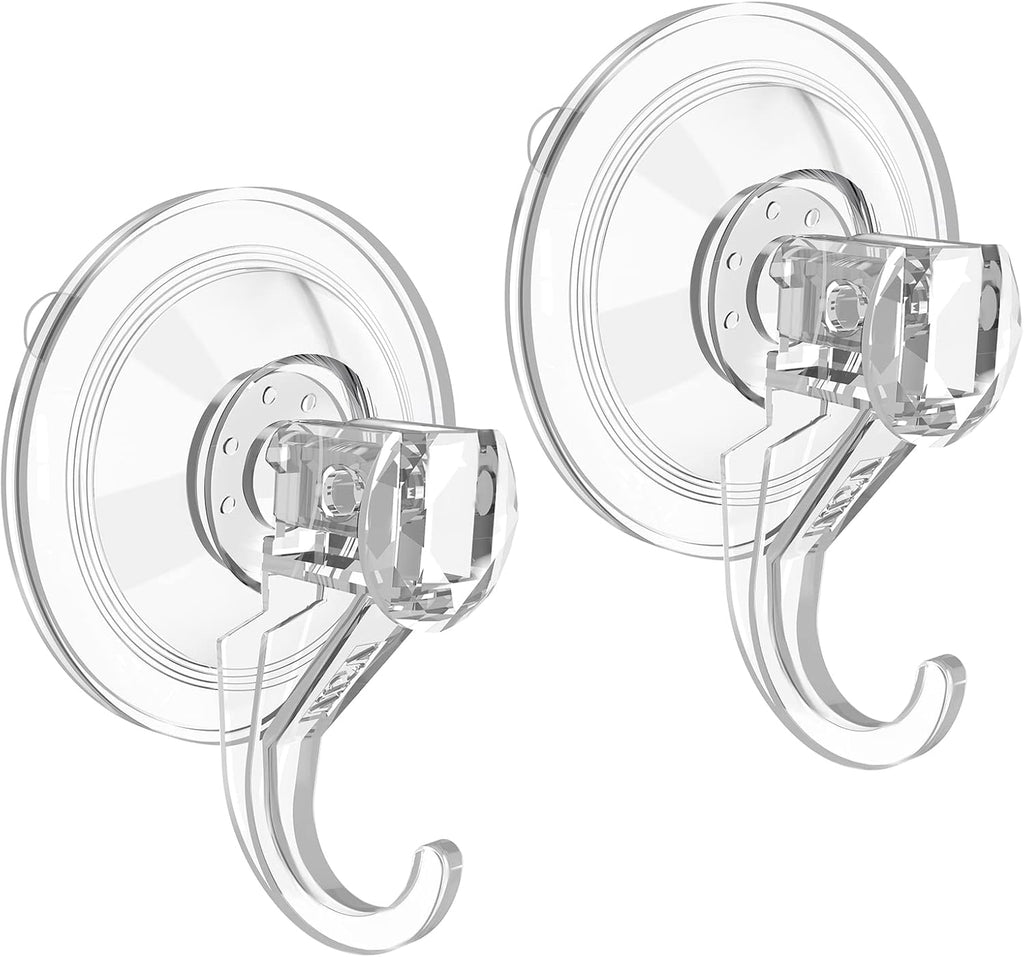 VIS'V Heavy Duty Suction Cup Wreath Hanger Set (2 Pcs) - 22 LB Capacity Clear Hooks