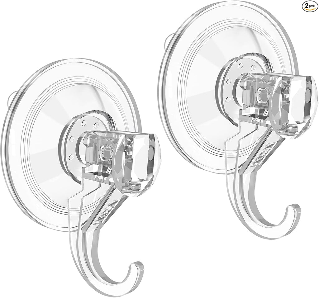 VIS'V Heavy Duty Suction Cup Wreath Hanger Set (2 Pcs) - 22 LB Capacity Clear Hooks