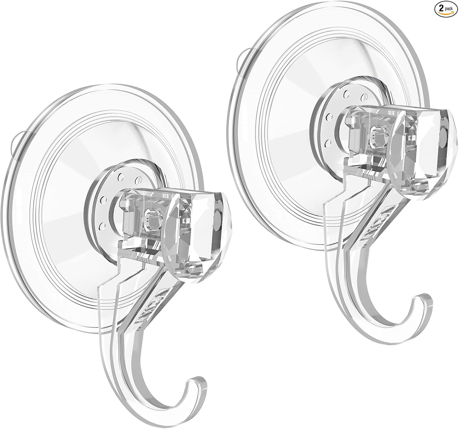 VIS'V Heavy Duty Suction Cup Wreath Hanger Set (2 Pcs) - 22 LB Capacity Clear Hooks