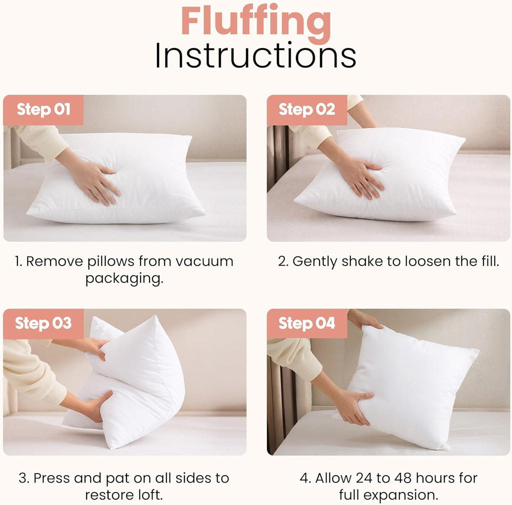 Utopia Bedding 18x18 Pillow Inserts Set of 2 - White Fluffy Cushion Filler