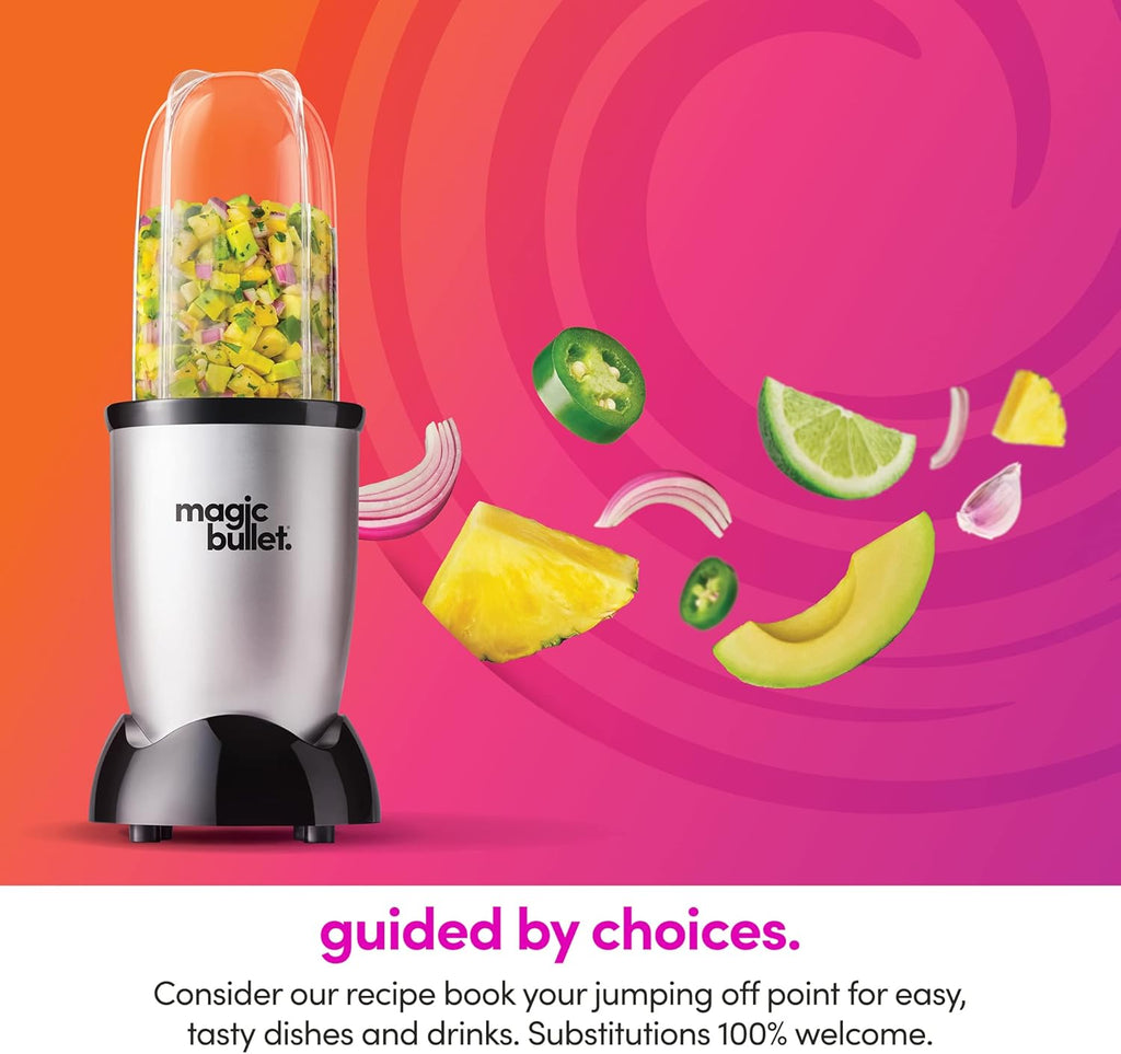Magic Bullet Compact Countertop Blender Set - Small Silver 11-Piece 250W Motor