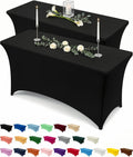 Utopia Kitchen 6-Foot Stretch Tablecloth 2-Pack - Black, Fitted & Wrinkle-Resistant